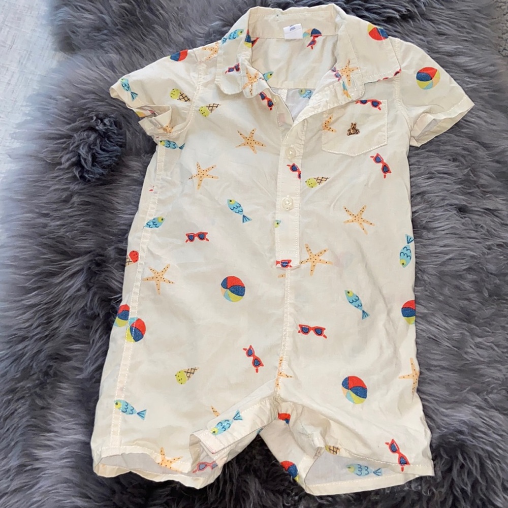 Baby Gap Short Sleeve Jumper, Seashore Print